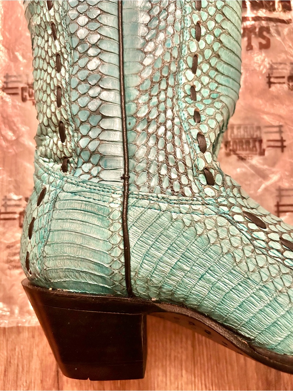 Corral Turquoise Snakeskin Western Knee Boots - Picture 6 of 13